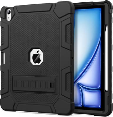 Case for iPad Air 13-inch (M3/M2) 2025/2024, [Built-in Pencil Holder] Heavy Duty Shockproof Rugged Protective Case for 13 inch iPad Air (2025/2024 Version), Black - Image 2