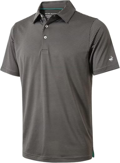 Mens Golf Shirt Moisture Wicking Dry Fit Performance Sport Short Sleeve Striped Golf Polo Shirts for Men - Image 2