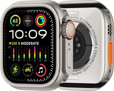 amBand 3 in 1 Metal Case Compatible with Apple Watch Series 9/8/7 45mm, W1 Rugged Bumper Protector [Turning into Ultra 3/2/1 Upgrade] with Watch Crown + Back Cover, Natural Titanium - Image 2