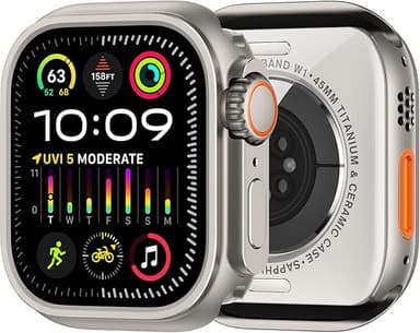 amBand 3 in 1 Metal Case Compatible with Apple Watch Series 9/8/7 45mm, W1 Rugged Bumper Protector [Turning into Ultra 3/2/1 Upgrade] with Watch Crown + Back Cover, Natural Titanium - Image 1