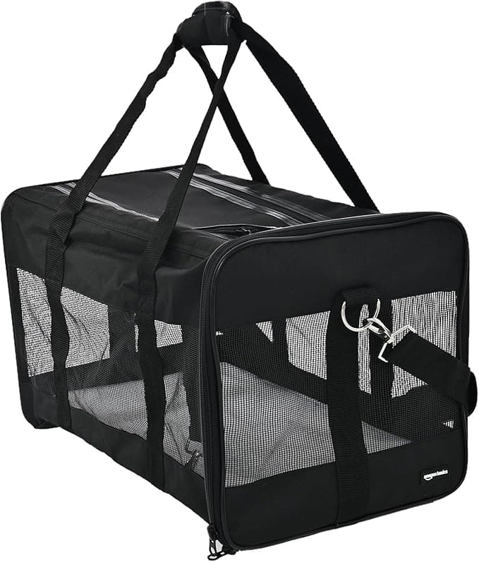 Amazon Basics Soft-Sided Mesh Pet Travel Carrier for Dog, Cat, up to 22 pounds, 19.7" L x 12" W x 12" H, Black - Image 1