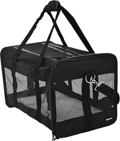 Amazon Basics Soft-Sided Mesh Pet Travel Carrier for Dog, Cat, up to 22 pounds, 19.7" L x 12" W x 12" H, Black - Image 1