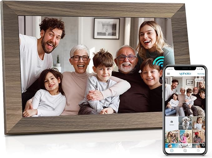 Canupdog 10.1 WiFi Digital Picture Frame, IPS Touch Screen Smart Cloud Digital Photo Frame with 16GB Storage, Wall Mountable, Auto-Rotate, Share Photos From Anywhere Via App, Email - Image 1