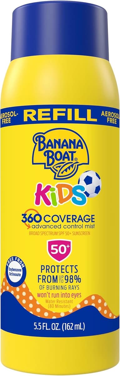 Banana Boat 360 Coverage Kids Sunscreen Mist SPF 50 Refill | Kids Spray Sunscreen, Non Aerosol SPF 50 Spray, Childrens Sunblock, 360 Coverage Refill, 5.5Fl Oz - Image 2