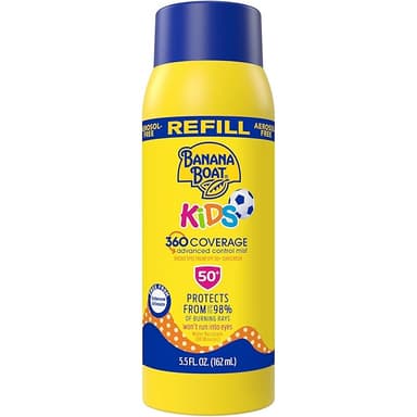 Banana Boat 360 Coverage Kids Sunscreen Mist SPF 50 Refill | Kids Spray Sunscreen, Non Aerosol SPF 50 Spray, Childrens Sunblock, 360 Coverage Refill, 5.5Fl Oz - Image 1