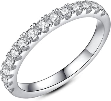 IMOLOVE Moissanite Wedding Band Wedding Rings for Women 925 Sterling Silver Rings with 18K White Gold Plated Eternity Stackable Engagement Ring Anniversary Band Size 3.5-12 - Image 2