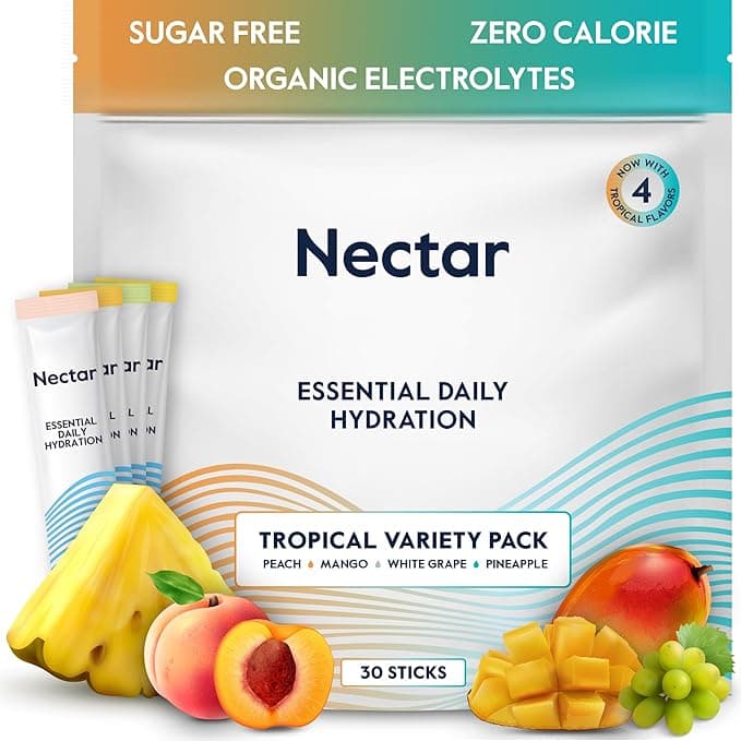 Nectar Hydration Packets - Electrolytes Powder Packets - Sugar Free & 0 Calorie - Organic Fruit Liquid Daily IV Electrolytes Powder for Dehydration Relief & Rehydration (Tropical Variety 30 Pack - Image 1