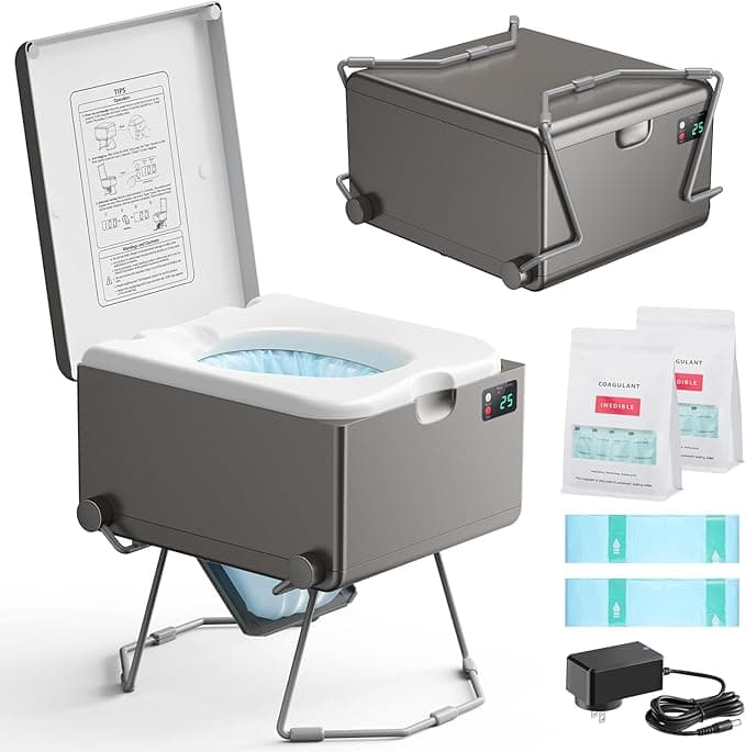 Dry Flush Toilet – Waterless, Odorless, Self-Contained | Rechargeable Portable Toilet for RVs, Van, Boat, Tiny House, Off-Grid | Easier to Use Than Composting or Incinerator Toilets - Image 1