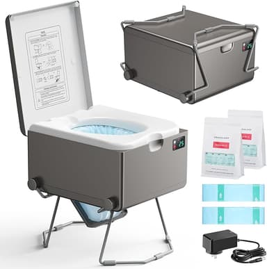 Dry Flush Toilet – Waterless, Odorless, Self-Contained | Rechargeable Portable Toilet for RVs, Van, Boat, Tiny House, Off-Grid | Easier to Use Than Composting or Incinerator Toilets - Image 1