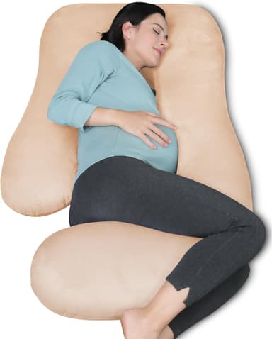MOON PARK Pregnancy Pillows for Sleeping - U Shaped Full Body Maternity Pillow with Removable Cover - Support for Back, Legs, Belly, Hips - 57 Inch Pregnancy Pillow for Women - Brown - Image 2