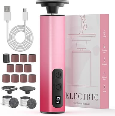 2 in 1 Electric Foot Callus Remover, 9 Adjustable Speeds Foot Scrubber USB Rechargeable Pedicure Tools for Feet, Dry Dead Skin Scraper Foot Grinder with 80/120 Grit Sandpaper Discs Rollers for Women - Image 1