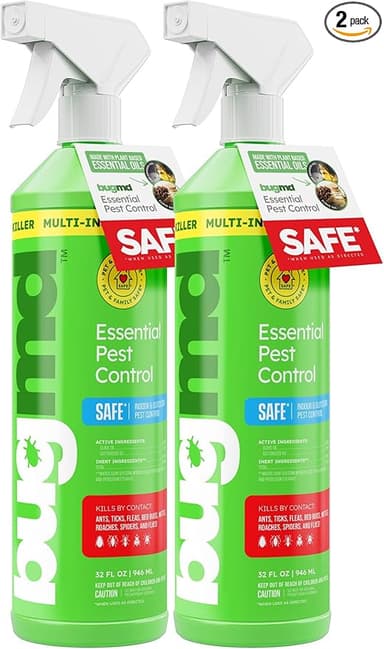 BugMD 32 oz Ant Killer & Bug Spray - Roach and Cockroach Killer Indoor, Spider and Flea Spray for Home, Fly and Insect Defense, Natural, Safe with Essential Oils, Plant-Powered, Pest Control Pack of 2 - Image 1