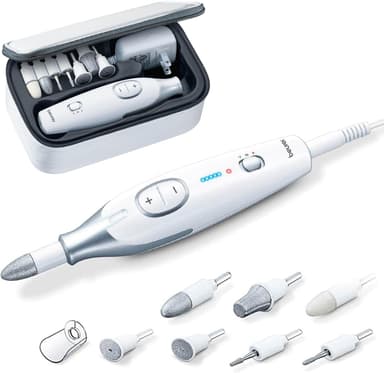 Beurer MP42 Nail Drill, 7-in-1 Nail Kit with Strong Sapphire Nail Drill Bits, Electric Nail File and Nail Buffer Includes Bright LED Light, Pedicure Kit and Manicure Set with Storage Case - Image 2