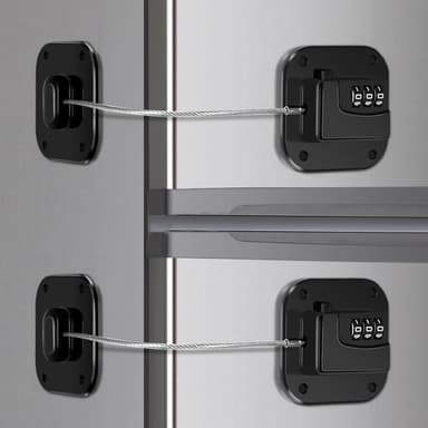 Refrigerator Lock, Combination Lock for Refrigerator Cabinets, Drawers, Heavy Duty Fridge Lock, Easy Install No Keys Needed (Black-2Pack - Image 2