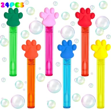 Paw Party Favors,24Pcs Paw Print Bubble Wands for Kids,Cute Bubble Wand for Pet Dog Puppy Cat Birthday Party Supplies,Classroom Prizes Pinata Goodie Bag Stuffers Gifts - Image 2