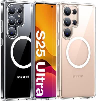 TORRAS Magnetic Shockproof for Samsung Galaxy S25 Ultra Case, [Fit for MagSafe][4X Military Grade Protection][Anti-Yellowing] Magnetic Slim Clear Case for Samsung S25 Ultra Case, Diamond Clear - Image 1