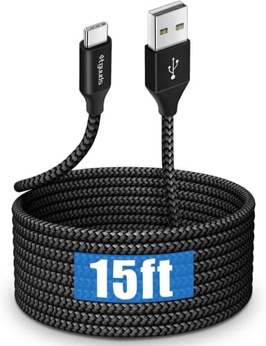 etguuds Long USB C Cable 15ft, USB 2.0 to USB Type C Cable Fast Charging Nylon Braided Charger Cord Compatible with Samsung Galaxy Note, LG, Moto, Google, Sony, Switch, Camera and Other USB-C Device - Image 2