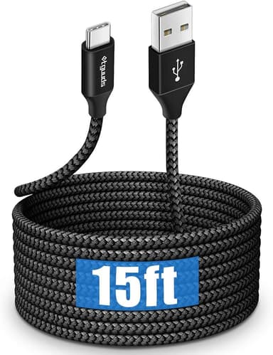 etguuds Long USB C Cable 15ft, USB 2.0 to USB Type C Cable Fast Charging Nylon Braided Charger Cord Compatible with Samsung Galaxy Note, LG, Moto, Google, Sony, Switch, Camera and Other USB-C Device - Image 1