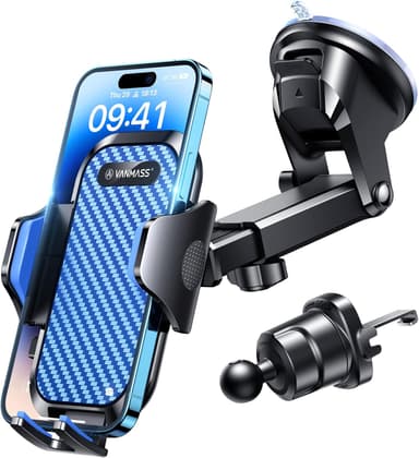 VANMASS Phone Holders for Your Car 2026 Ultimate Phone Mount Military-Grade Windshield Dashboard Vent【Newest Best Strongest】 Cell Phone Car Mount for iPhone 16 Pro Max 15 Samsung Android,Blue - Image 2