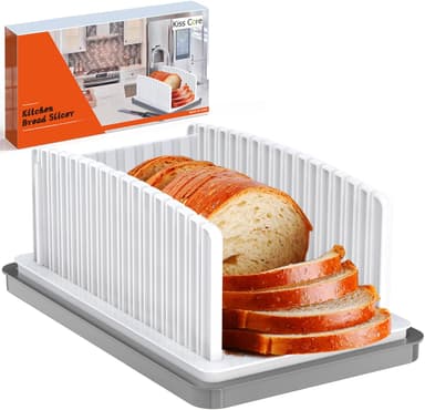 New Upgrade Bread Slicer for Homemade Bread, Bread Slicing Guide Adjustable Width, Foldable and Compact Cutting Guide with Crumb Tray, Suitability for Homemade Bread, Bagels, Cakes - Image 2