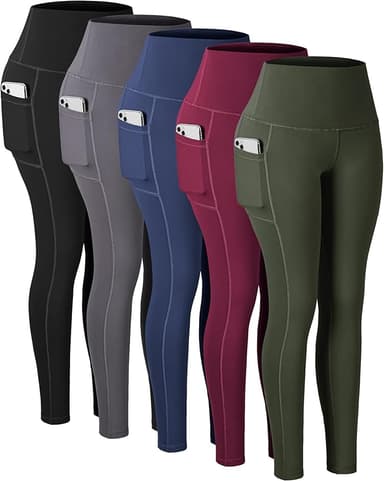 CHRLEISURE Leggings with Pockets for Women, High Waisted Tummy Control Workout Yoga Pants - Image 1