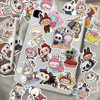70 Pcs Labubu Cartoon Sticker Water Bottle Fun Cute Stickers Suitable for Teenagers and Adults Vinyl Stickers Suitable for Laptop Skateboarding Party Supplies - Image 2