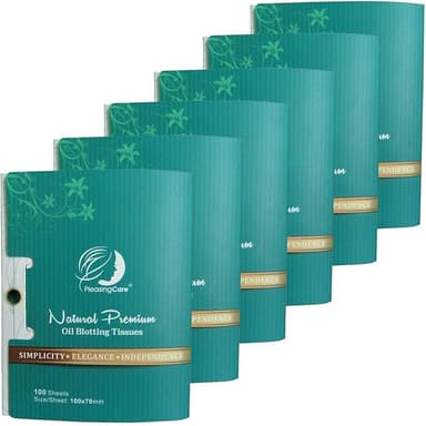 Oil Absorbing Facial Blotting Sheets For Oily Skin, 100 Count, pack of 6 - Natural Bamboo Charcoal Handy Face Blotting Paper for Both Women and Men Use - Image 1