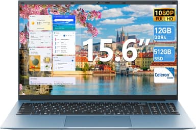 Naclud Laptops, 15.6 Inch Laptop Computer, 12GB DDR4 512GB SSD with Celeron N5095A Processor, FHD 1920x1080 Win 11 Notebook, 52WH Battery, 180° Viewing, Type-C, HDMI, USB 3.2, 5G WiFi, BT5.0(Gray - Image 2