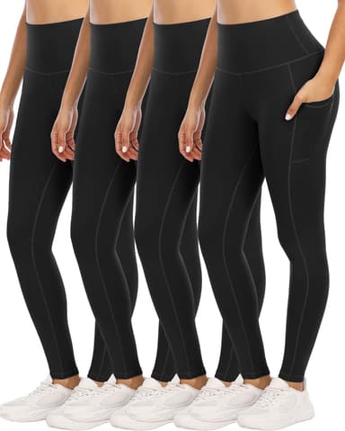 4 Pack Leggings with Pockets for Women,High Waist Tummy Control Workout Yoga Pants - Image 2