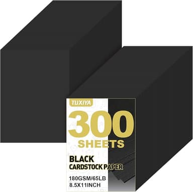 TUXIYA 300 Sheets Black Cardstock Paper,8.5 x 11 Inch Cardstock Paper,180 GSM/65LB Card Stock Printer Paper for Art,Invitations,DIY Cards,Watercolor & Craft Projects - Image 1