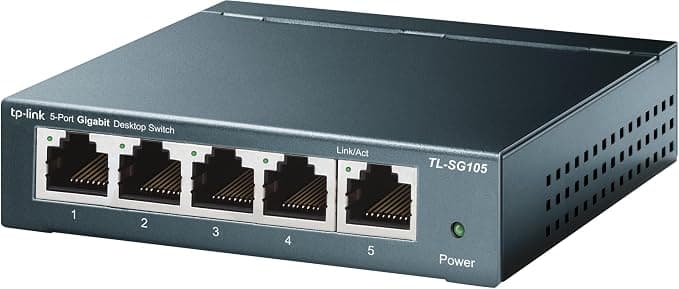 TP-Link TL-SG105, 5 Port Gigabit Unmanaged Ethernet Switch, Network Hub, Ethernet Splitter, Plug & Play, Fanless Metal Design, Shielded Ports, Traffic Optimization,Navy Blue - Image 1