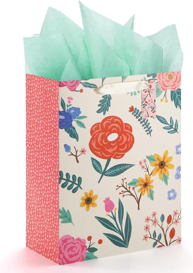 Sawnfay Gift Bag - 13'' Large Flower Gift Bag, For Easter, Birthdays, Bridal Showers, Weddings, Baby Showers, Mother's Day, 10" x 5" x 13" with Tissue Paper - Image 2