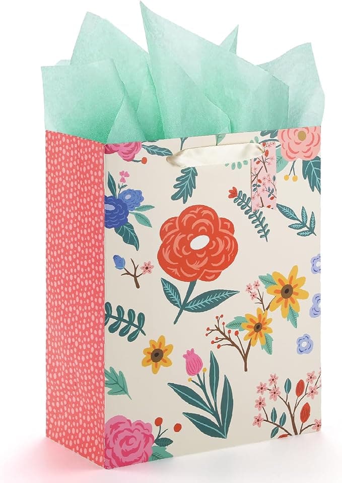 Sawnfay Gift Bag - 13'' Large Flower Gift Bag, For Easter, Birthdays, Bridal Showers, Weddings, Baby Showers, Mother's Day, 10" x 5" x 13" with Tissue Paper - Image 1