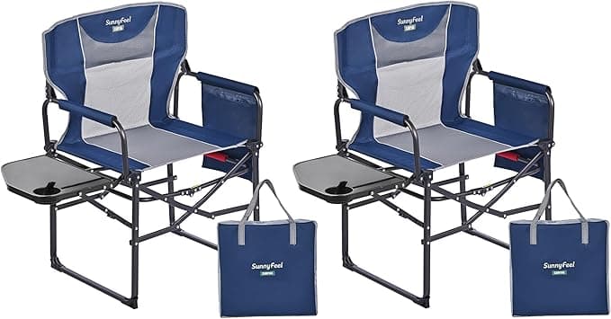 SUNNYFEEL Camping Directors Chair, Heavy Duty,Oversized Portable Folding Chair with Side Table, Pocket for Beach, Fishing,Trip,Picnic,Lawn,Concert Outdoor Foldable Camp Chairs - Image 1