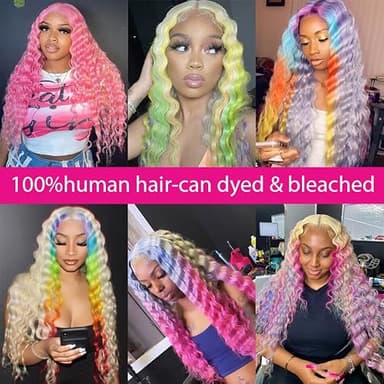 SUPSYOUSF 30 Inch Lace Front Wig Human Hair 613 13X6 Transparent Lace Deep Wave 180 Density Free Part Blonde Lace Frontal Wig for Women - Image 9