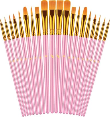 Paint Brushes Set, 20 Pcs Paint Brushes for Acrylic Painting, Oil Watercolor Acrylic Paint Brush, Artist Paintbrushes for Body Face Rock Canvas, Adult Drawing Arts Crafts Supplies, Blush - Image 1