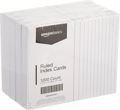 Amazon Basics Ruled Lined Index Cards, 1000 count, 10 Pack of 100, White, 3 in x 5 in - Image 1
