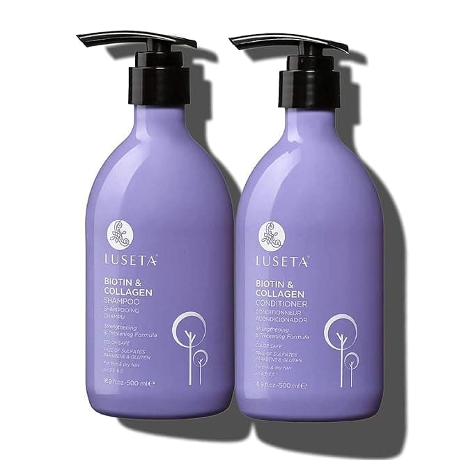 Luseta Biotin Shampoo and Conditioner for Hair - Thickening Shampoo for Thinning Hair- Infused with Argan Oil to Damaged Dry Hair - Sulfate Free Paraben Free-2 x 16.9 fl oz - Image 1