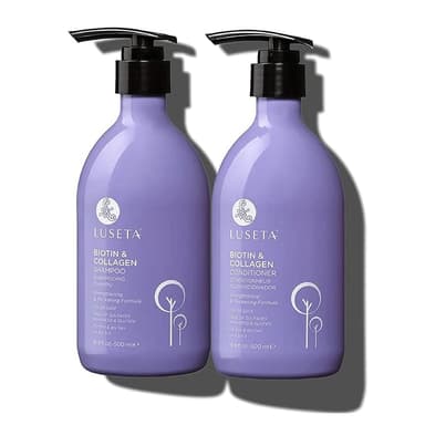 Luseta Biotin Shampoo and Conditioner for Hair - Thickening Shampoo for Thinning Hair- Infused with Argan Oil to Damaged Dry Hair - Sulfate Free Paraben Free-2 x 16.9 fl oz - Image 1
