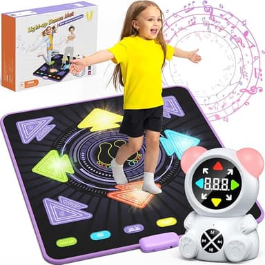 Dance Mat for Kids, Rechargeable Dance Mats for Girls and Boys, Light-up Dancing pad Game with Wireless Bluetooth, Christmas Birthday Gifts Ideas for 3 4 5 6 7 8 9 10 11 12 Year Old Kids - Image 1
