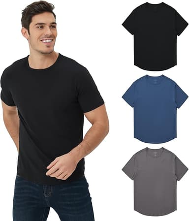 netdraw Men's Ultra-Soft Bamboo Viscose T-Shirt, Curved Hem Lightweight Cooling Cotton Blend Casual Tee - Image 1