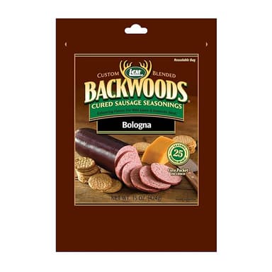LEM Products Backwoods Bologna Cured Sausage Seasoning, Ideal for Wild Game and Domestic Meat, Seasons Up to 25 Pounds of Meat, 15 Ounce Packet with Pre-Measured Cure Packet Included - Image 1