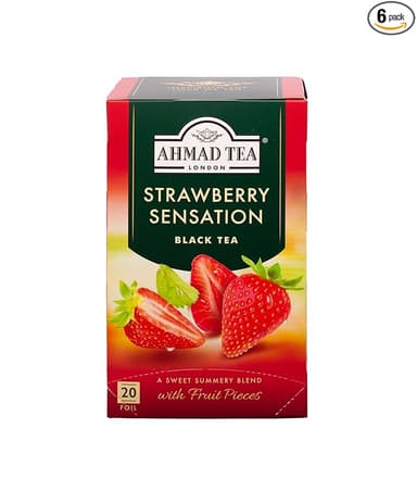 Ahmad Tea Strawberry Sensation Black Tea, 20-Count Boxes (Pack of 6 - Image 1