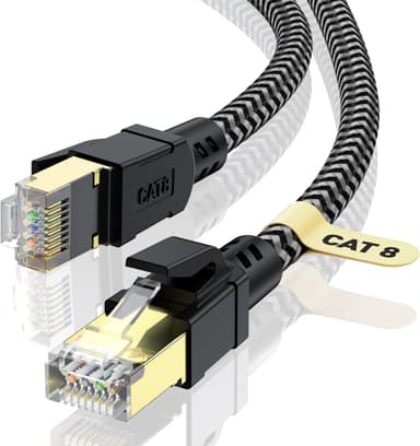 Cat 8 Ethernet Cable 25FT, High-Speed Braided Internet Cable Network Cord with Gold Plated RJ45 Connector 40Gbps 2000Mhz Heavy Duty LAN Cable Shielded Indoor - Image 2