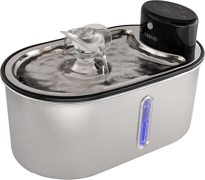 Wireless Cat Water Fountain Stainless Steel, 5200mAh Battery, Ultra Quiet, Automatic Pet Water Dispenser, 108oz/3.2L, Two Flow Modes, BPA-Free, Multi-Filtration, Includes 2 Filters - Black - Image 1