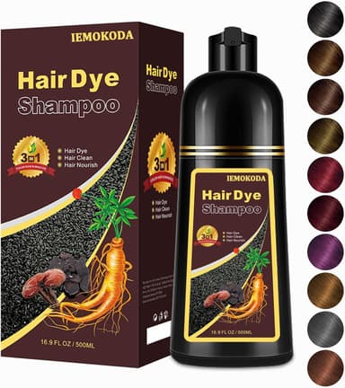 Deep Wine Red Hair Dye Shampoo 3 in 1 for Gray Hair, Instant Hair Dye for Men Women, Long-lasting & Natural Hair Color Shampoo, Effect in Minutes, 16.9 Fl Oz - Image 2