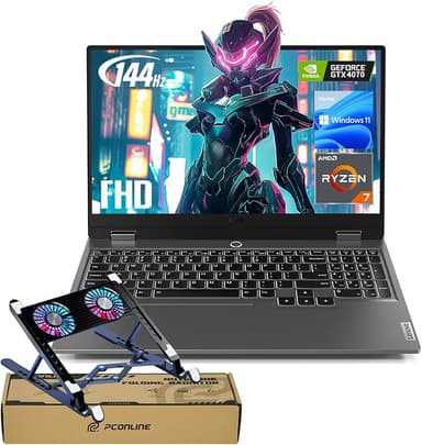 Lenovo LOQ 15 AI Gaming Laptop with Copilot, 15.6" FHD 144Hz, AMD Ryzen 7 7435HS, NVIDIA GeForce RTX 4070, 64GB DDR5 RAM, 2TB SSD, Backlit KB, Bundle with PCO Notebook Folding Radiator, Laptop Cooler - Image 1