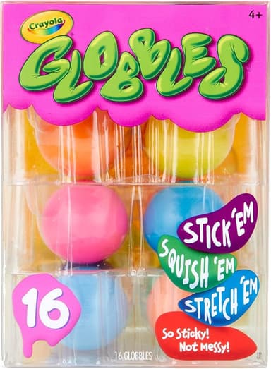 Crayola Globbles Squish Toys (16ct), Christmas Stocking Stuffers & White Elephant Gifts, Sticky Stress Ball for Adults & Kids, Squishy Balls, Calming Sensory Toys for Stress Relief - Image 1