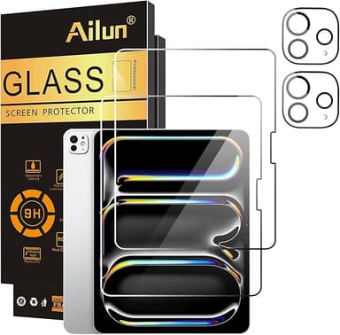 Ailun 2 Pack Screen Protector for iPad Pro 13 Inch 2025/2024 [8th/7th Generation,M5/M4] + 2 Pack Camera Lens Protector,Tempered Glass Case Friendly, Face ID Apple Pencil Compatible 4 Pack - Image 1