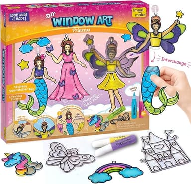 Imagimake Window Art Princess | Suncatcher Kit | Arts and Crafts for Kids Ages 8-12 | Girls Toys Age 6-8 | Unicorn Gifts for Girls Age 6-8 | 5 Year Old Girl Gift | 8 Year Old Girl Birthday Gift - Image 1